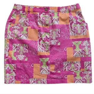 Hawaiian Tropic Pink Orange Floral Mini Skirt Size 10
